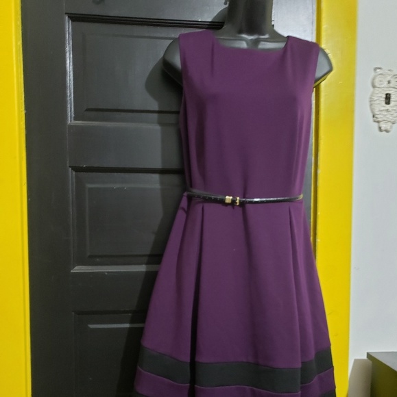 black and purple cocktail dress